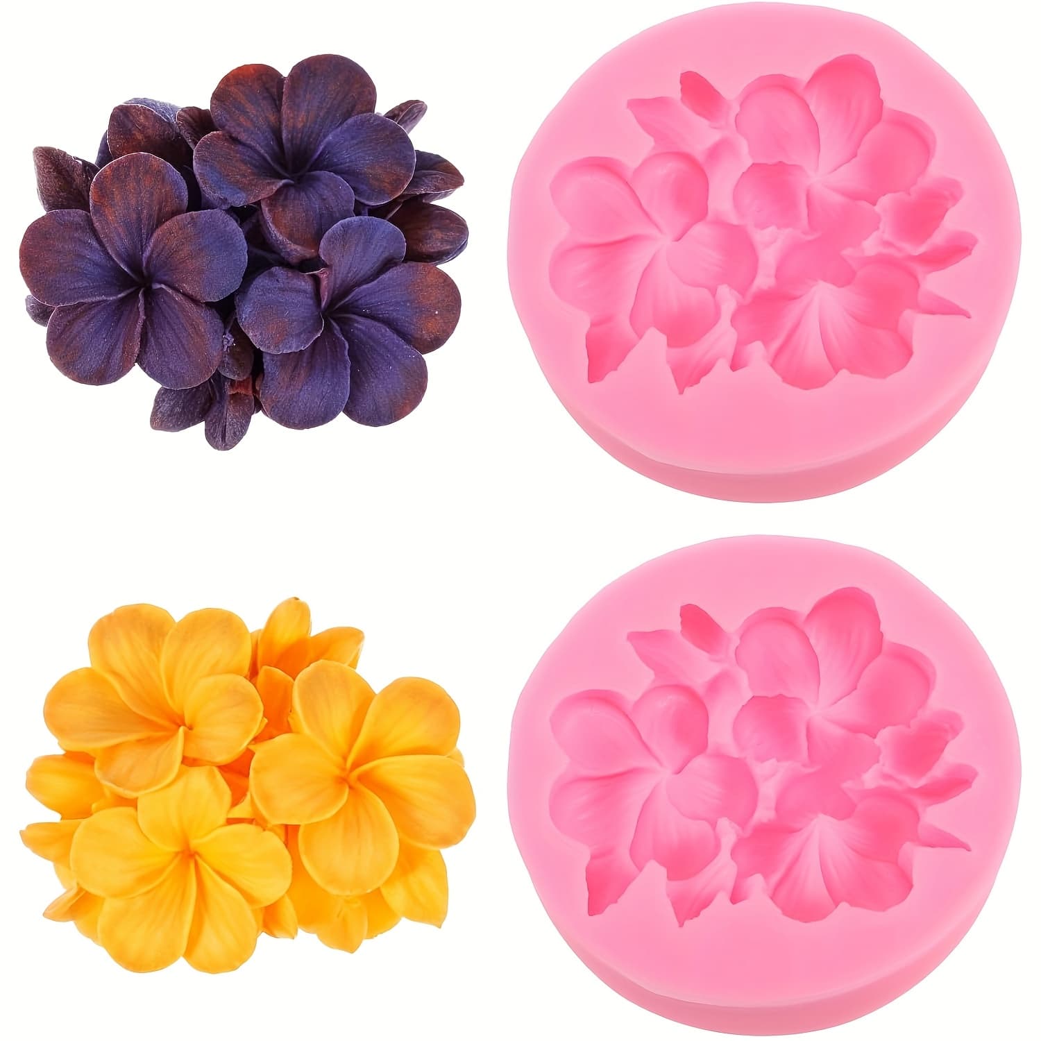 TEMU Set Of 2 Silicone Molds In 3d Flower Shapes – Suitable For Making Candles, Soap, Resin, And Plaster Casts | Floral Mold Collection For Crafts And Decorative