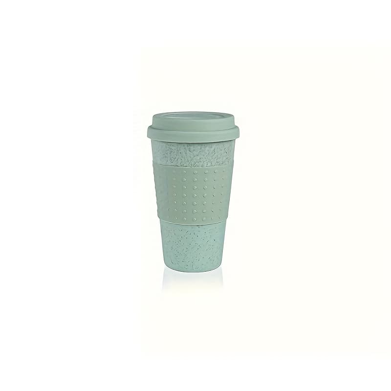TEMU Wheat Straw Coffee Cup With Lid And Sleeve