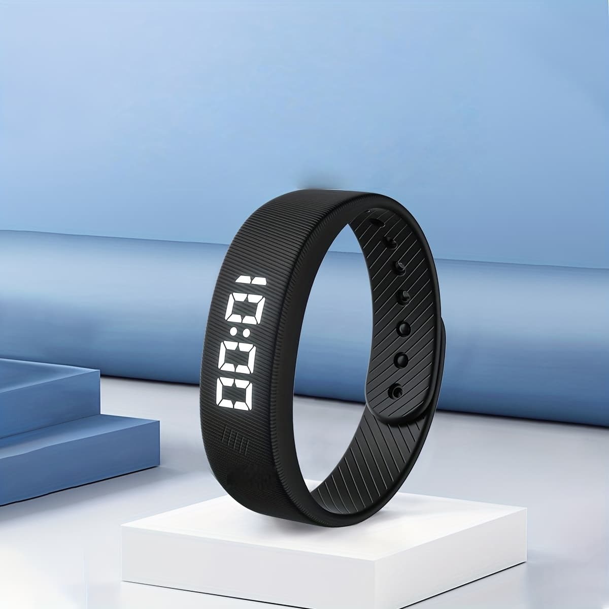 TEMU Silicone Sports Bracelet Display Bracelet For Men And Women, 30 Meters, Comfortable Silicone Strap Watch, Rechargeable Chronograph Sports Bracelet
