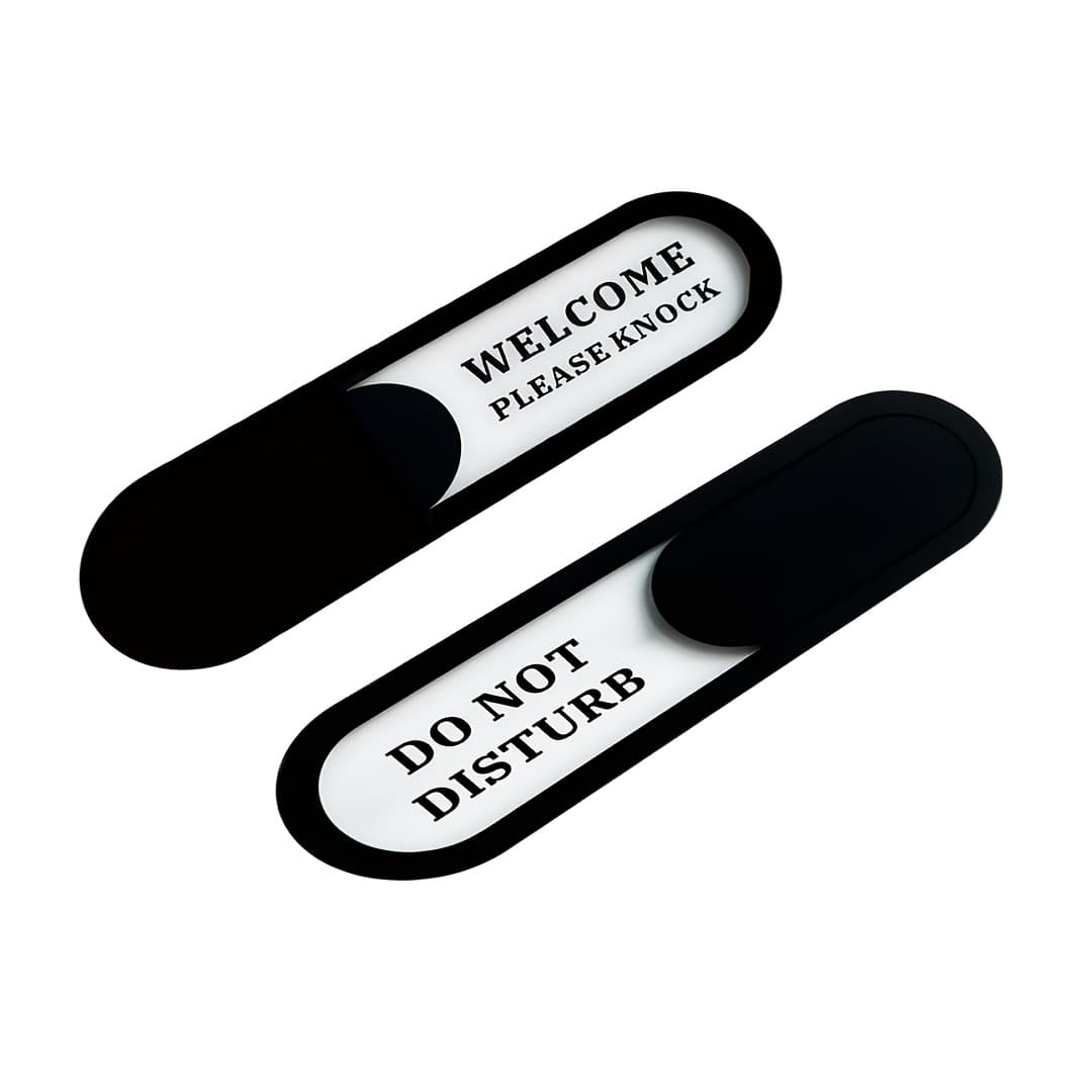 TEMU Acrylic Privacy Sign, Do Not Disturb/welcome Please Knock, Black, (7.4 X 2.2) Inches, Office, Meeting Room, Hotel, Healthcare