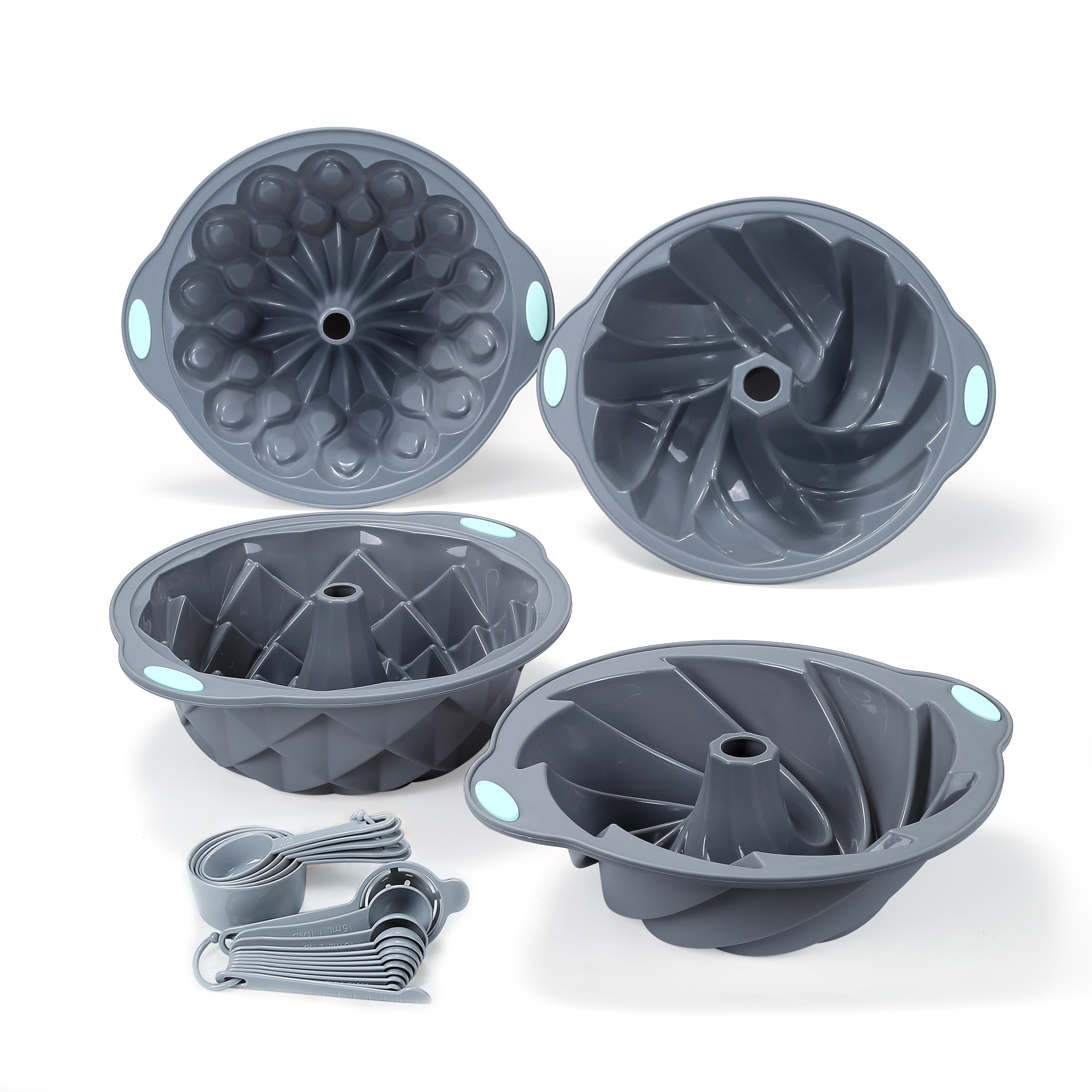 TEMU 21pcs Silicone Fluted Cake Pans, 4 Cups Tube Baking Pan, Kitchen Oven Baking Pans, Silicone Molds For Homemade Cake, Bread And Jello