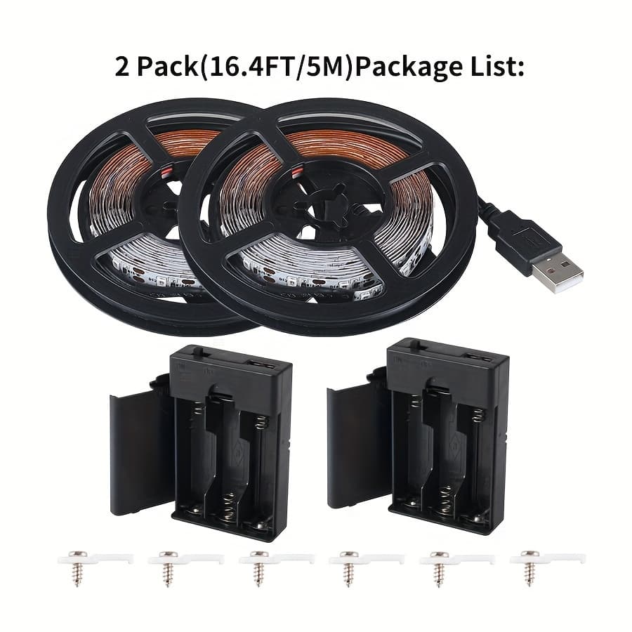 TEMU 2 Pack*8.2ft Black Strip Lights, Usb & Battery Operated , Blacklight Strip Lights For Halloween, For Glow Party, , Glass Cabinet Case Display Fluorescent Paint, Usb Powered, 385-400nm