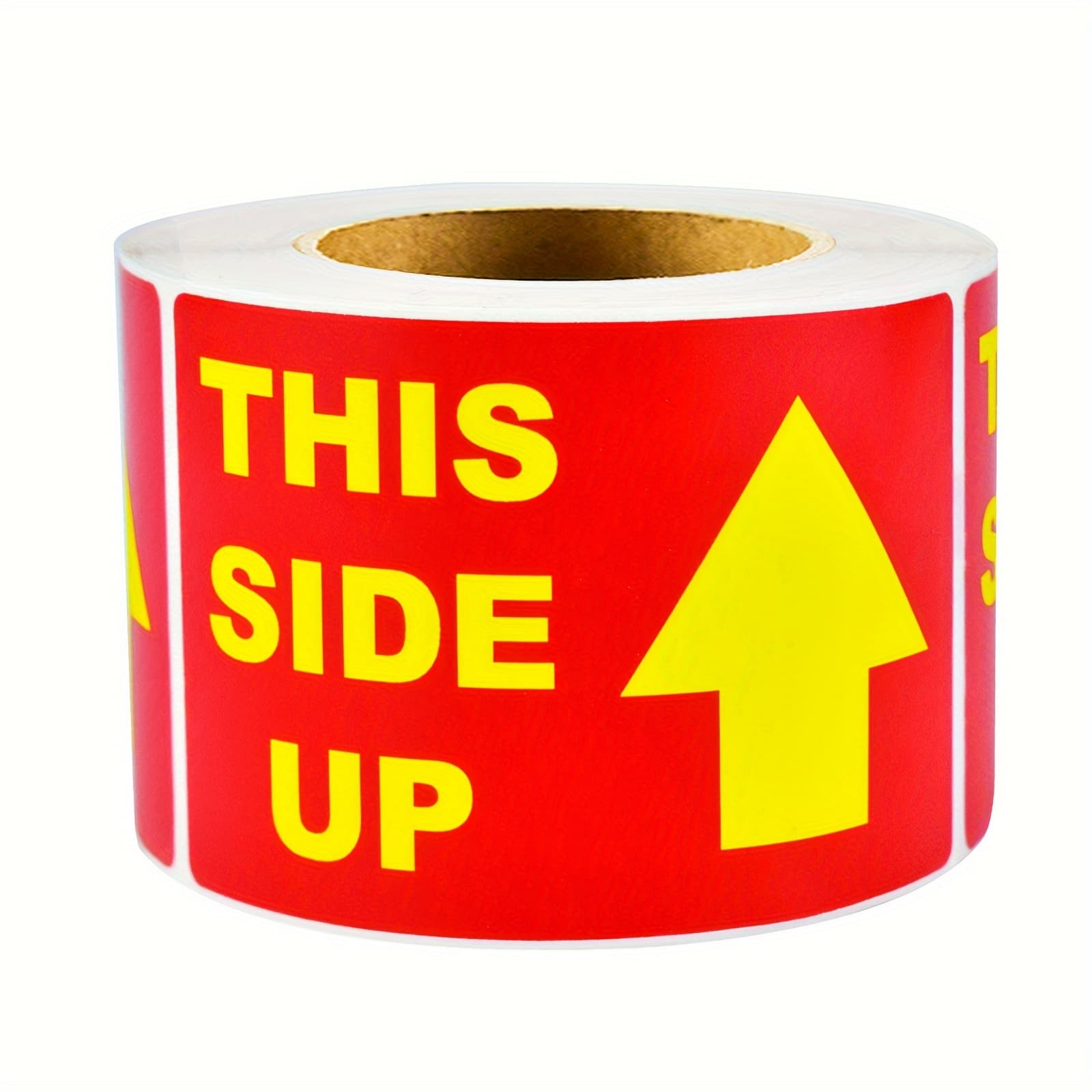 TEMU 300 Rolls Of 1.8*3 Inch Yellow Shipping Warning Stickers With An Arrow On The Side, Caution Handling Labels For Package Delivery