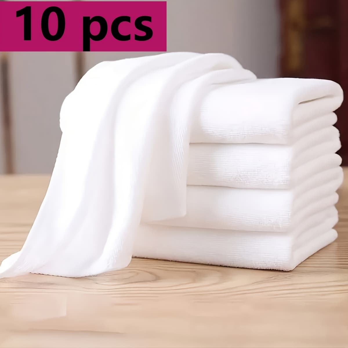TEMU 10pcs Set Of White Super Absorbent Soft Rectangular Towels, White Theme Towels, Designed For Hotels And Travel, Absorbent And Quick-drying Hand Towel, Suitable For Holiday Travel