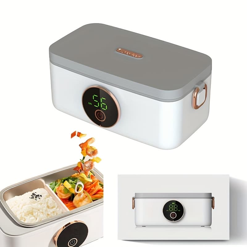 TEMU Lunch Box Wireless Portable Self-heating Electric Rice Cooker 1l Capacity 16000mah Battery Ideal For Kitchen Meal Prep, Office Use, Car Travel, Picnics, And Outdoor Food Warming Needs