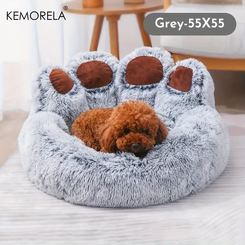 TEMU Kemorela -shaped Plush Pet Bed With Non-slip Bottom, Soft Polyester & Polyester Fiber Fill - Cozy Warm Bed For Small Pets, Cute Animal-themed Home Decor, Design