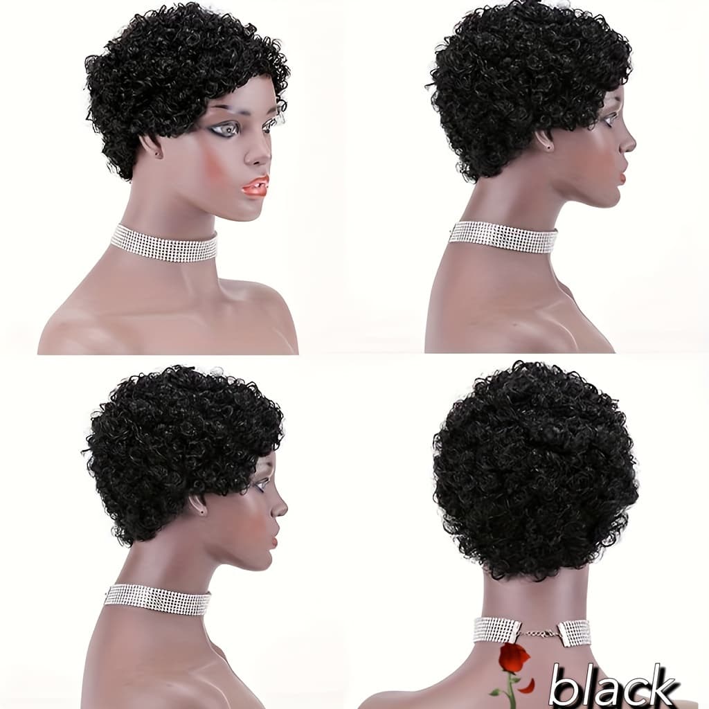 TEMU Short Curly Human Hair Wigs For Women Short Afro Wig Brazilian Hair Cut Wigs