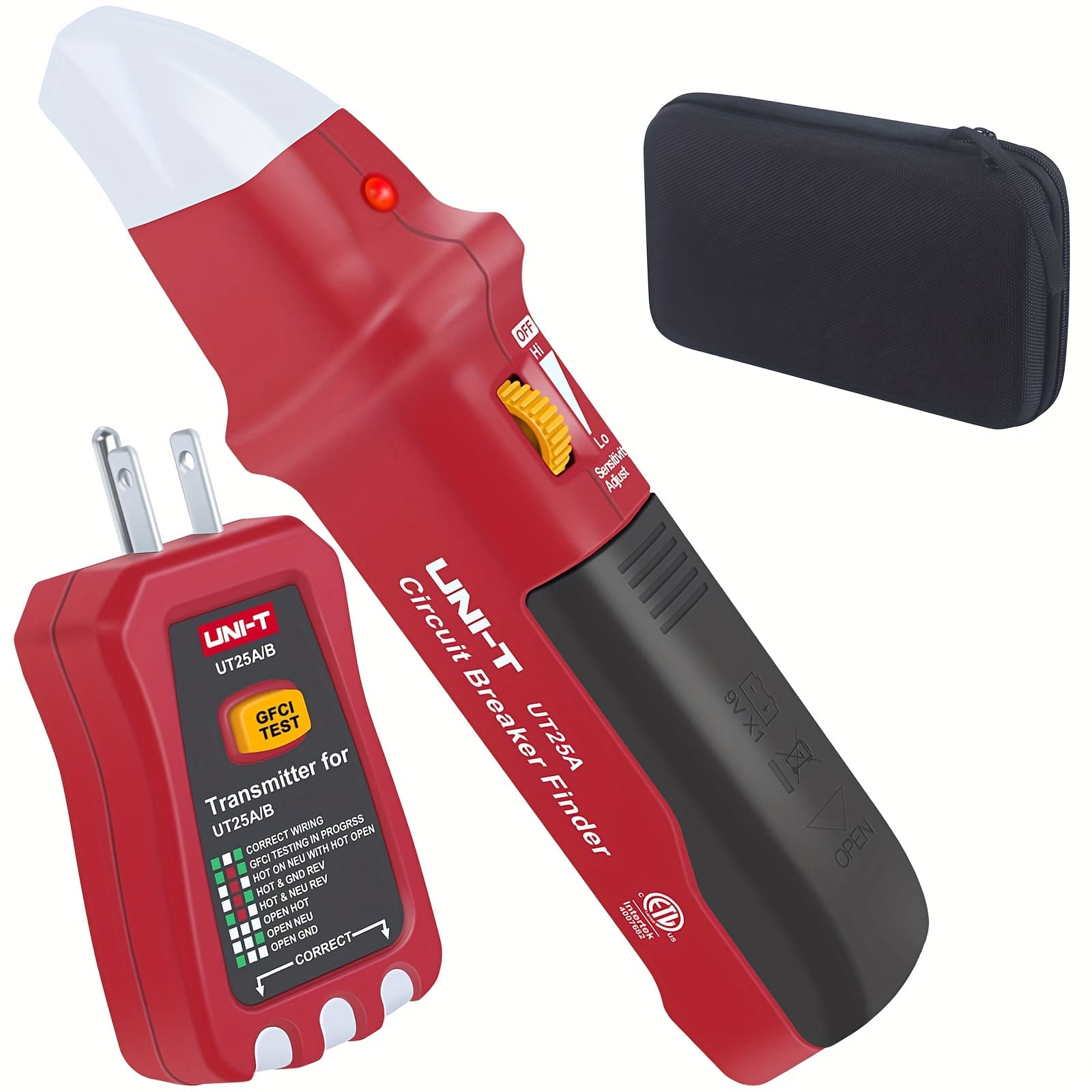 TEMU Ac Circuit Breaker Finder And Tracer Tool Kit With Electrical Integrated Gfci Outlet Tester, Ac 90-120v Usa Plug + Adjustable Indicattion+ Flashing Led Light - Ut25a