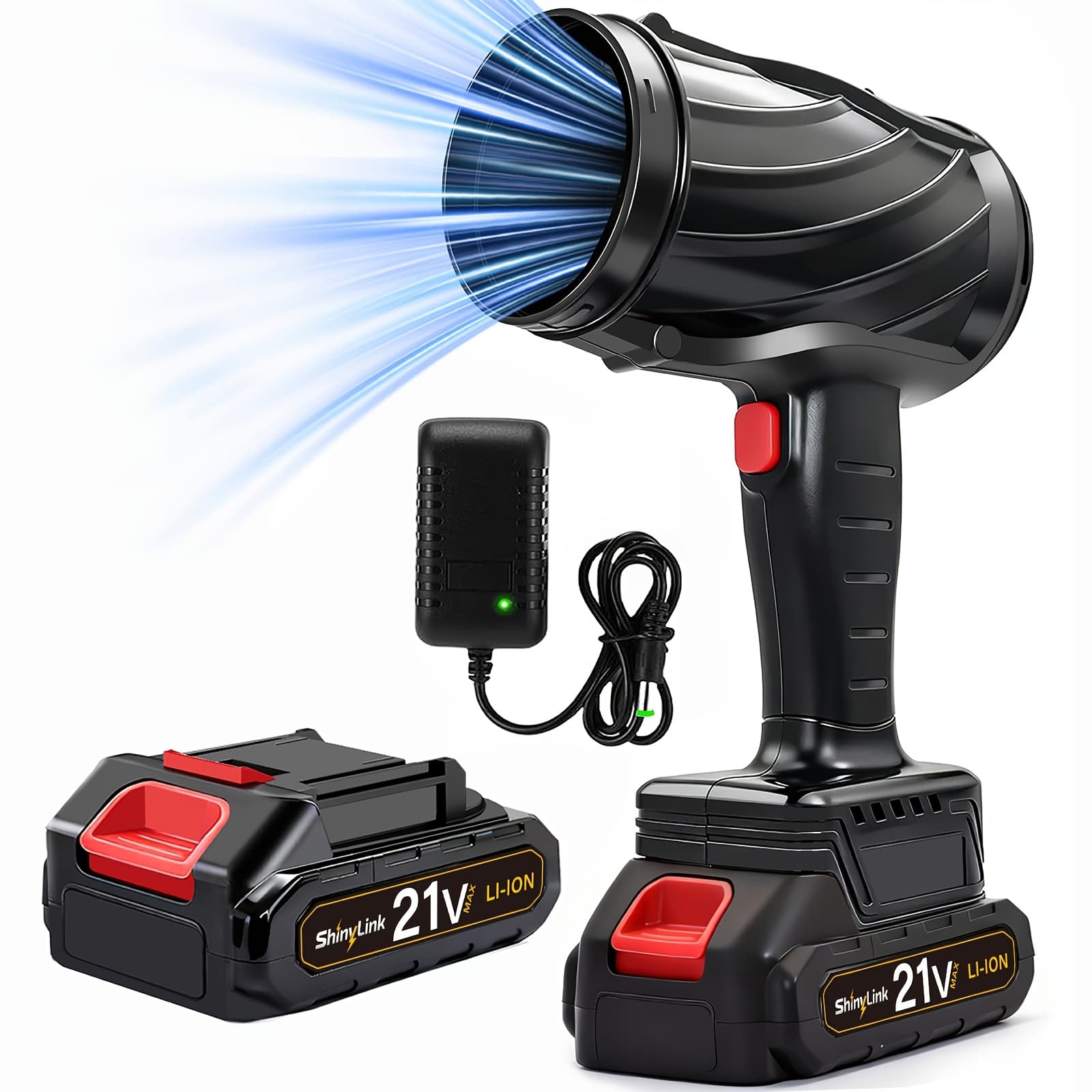 TEMU High Power Cordless Leaf Blower With 1pc/2pcs 2.0ah Batteries, Lightweight Design For Lawn Care, Yard, Snow, Pet Hair, Powerful 20000 Rpm Cordless Leaf Blower