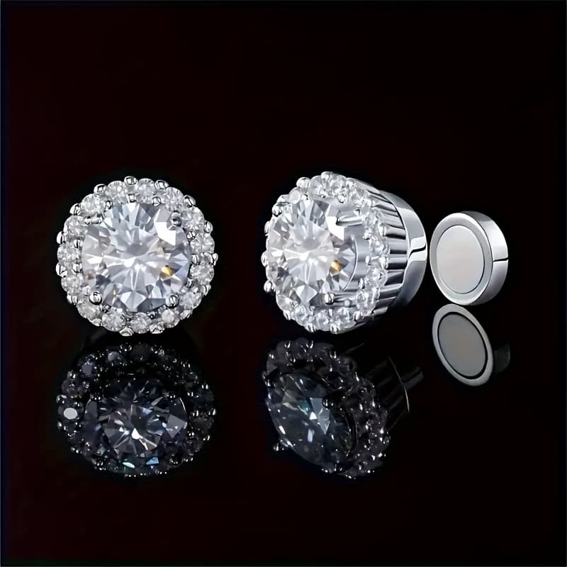 TEMU 1pair Copper Synthetic Synthetic Zirconia Neutral Ear Clip, Without Ear Piercing, Suitable As A Family Gift And Birthday Gift