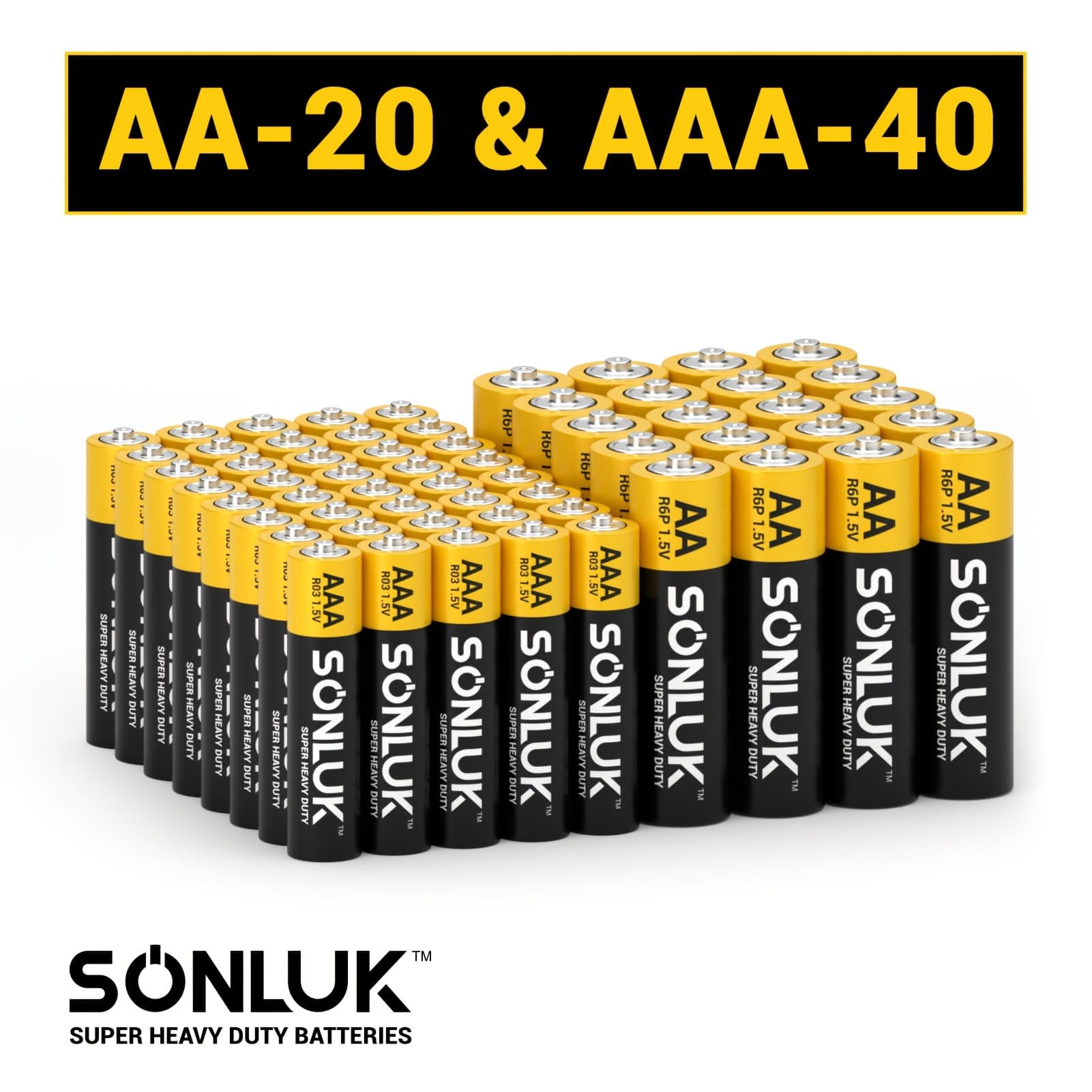 TEMU Aa Batteries 20 Pack & Aaa Batteries 40 Pack Combo (60 Pack), 1.5v Heavy Duty Carbon -performance Battery, Mercury/cadmium/, Perfect For Remote Controls,