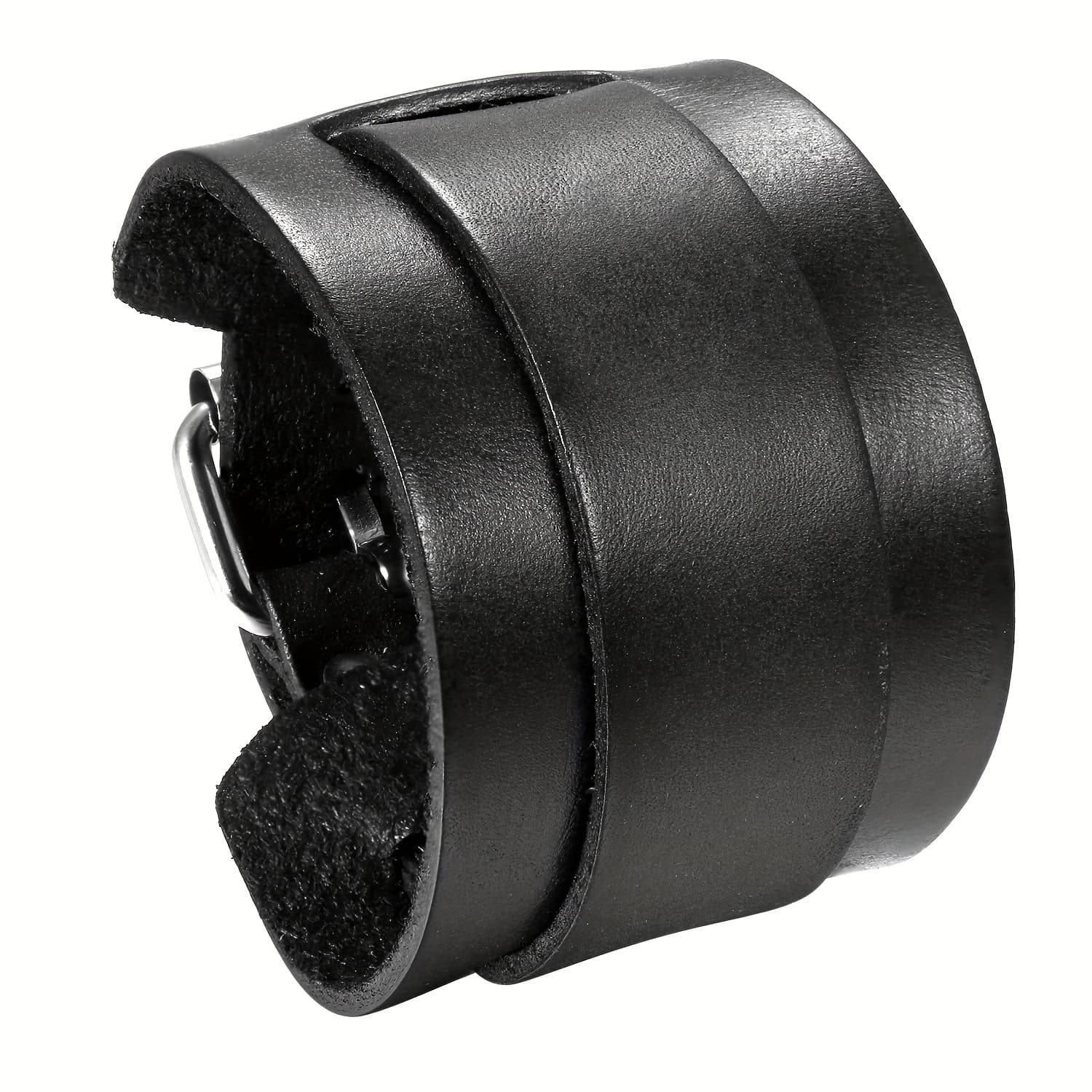 TEMU Flongo Men's Punk Genuine Leather Belt Bracelet Wide Wristband Bangle Cuff Adjustable