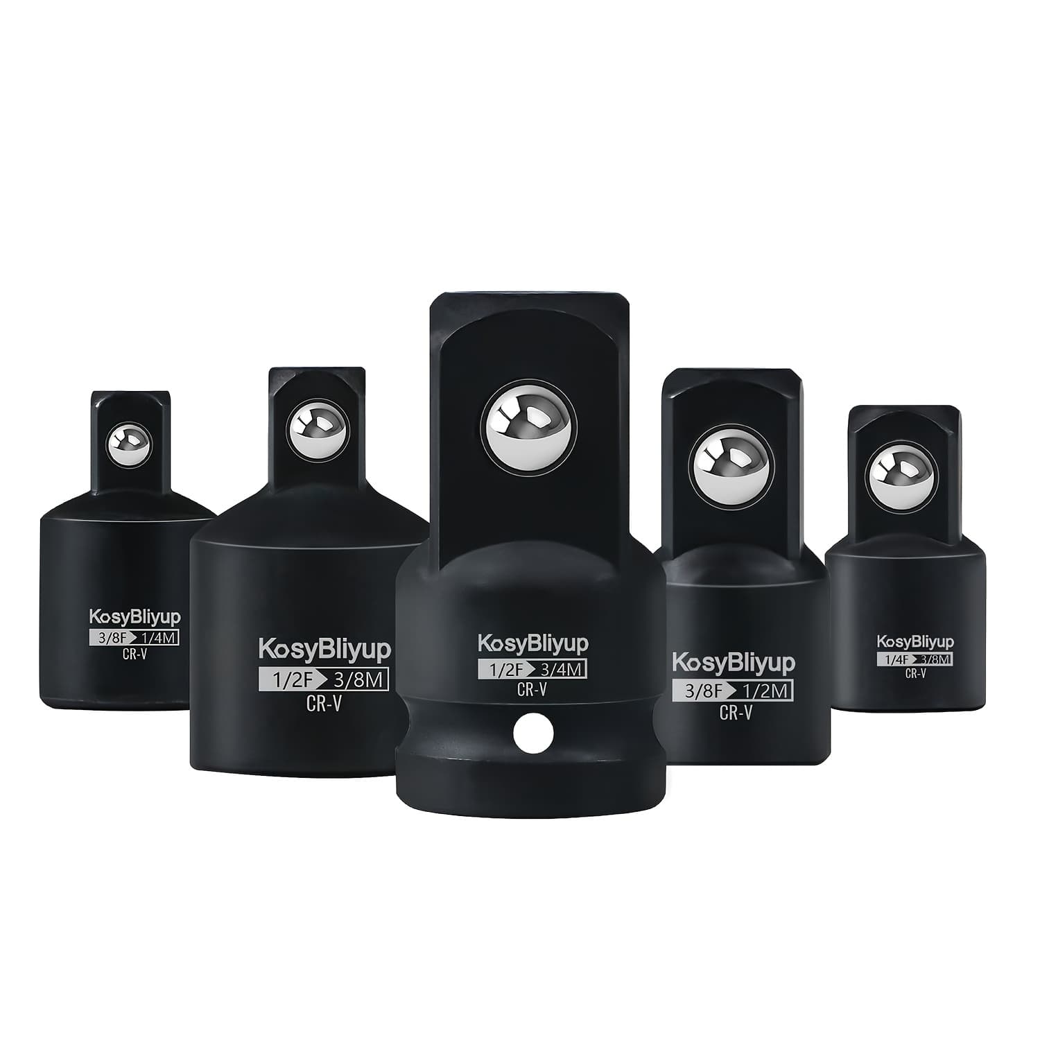 TEMU 5pcs Impact Socket Adapter Set, Standard Sae, 1/4" 3/8" Square Adapter And Reducer Conversion Set For Impact Driver Conversions,