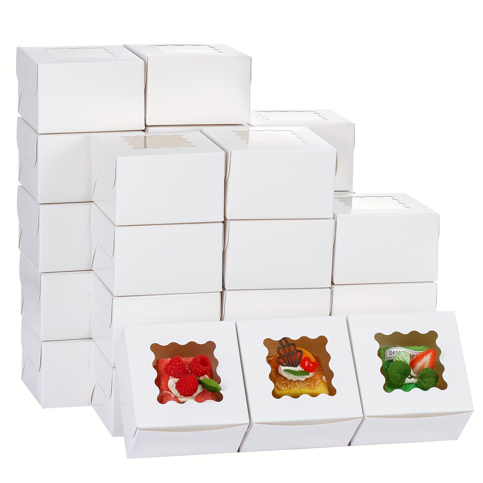 TEMU Gift For Her/him Whonline 200 White Pastry Boxes Featuring A Window, Measuring 4x4x2.5 Inches, Ideal For Baked Goods, Sweets, Cupcakes, Donuts, Candies, And Strawberries
