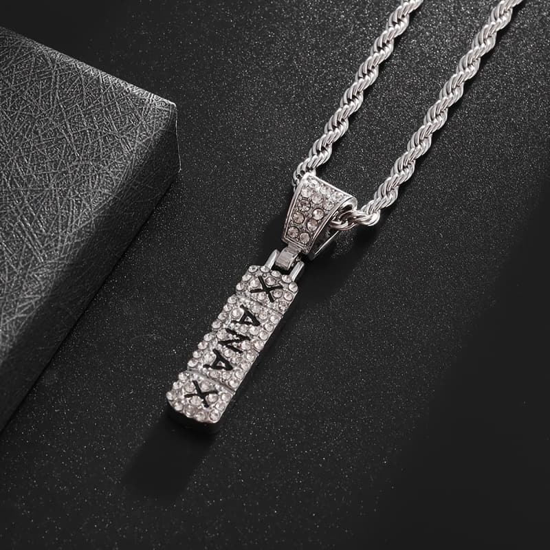TEMU 1pc K -plated Cubic Letter Necklace - Pendant With Initials, Retro Bohemian & Hip-hop Style Jewelry Gift Suitable For Christmas, Graduation, Daily Wear & Accessory