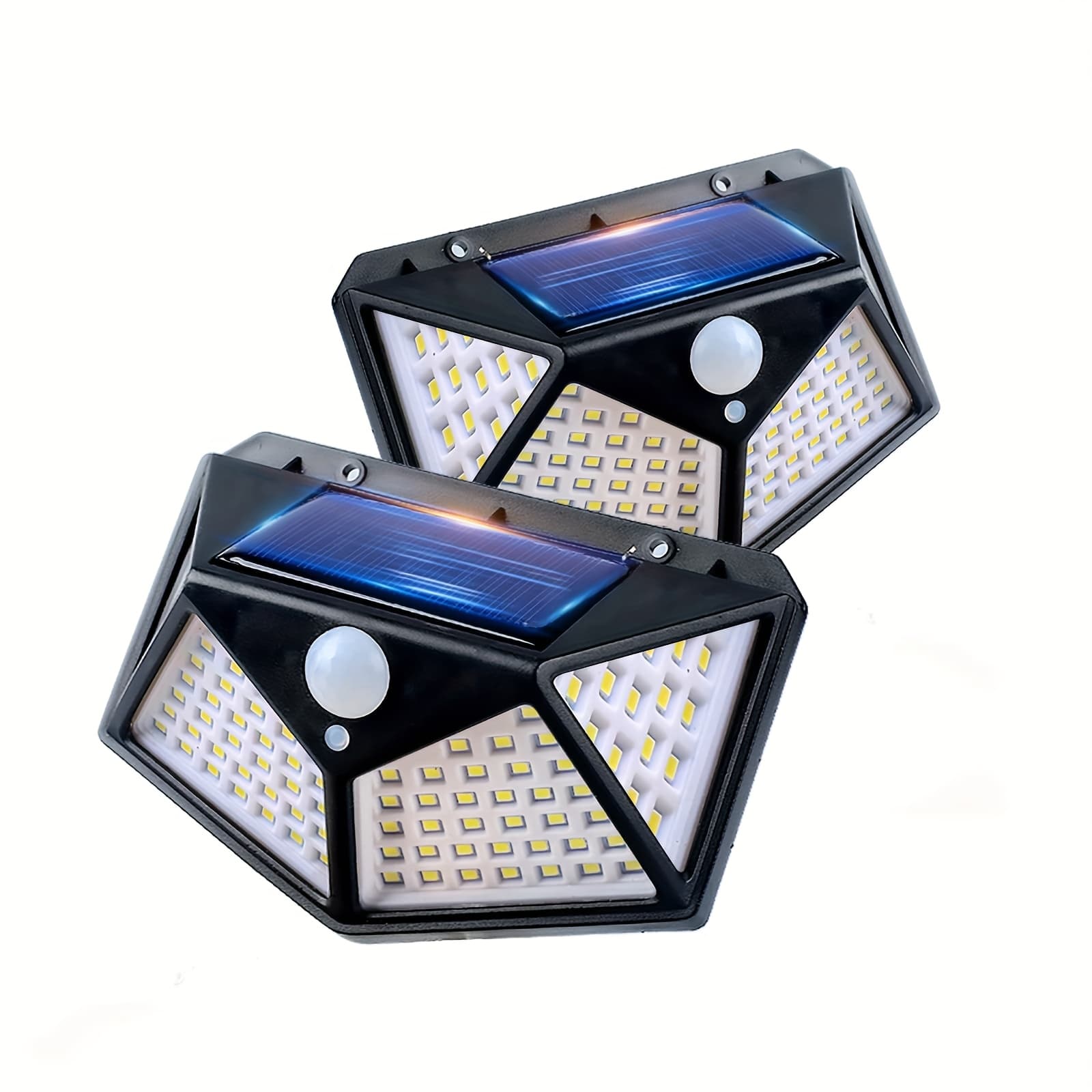 TEMU 2pcs Solar Lights Outdoor [100 Led/3 Working Mode], Solar Security Lights Motion Sensor Lights Wireless Solar Powered For Garden Fence Patio Garage Deck, Ip54