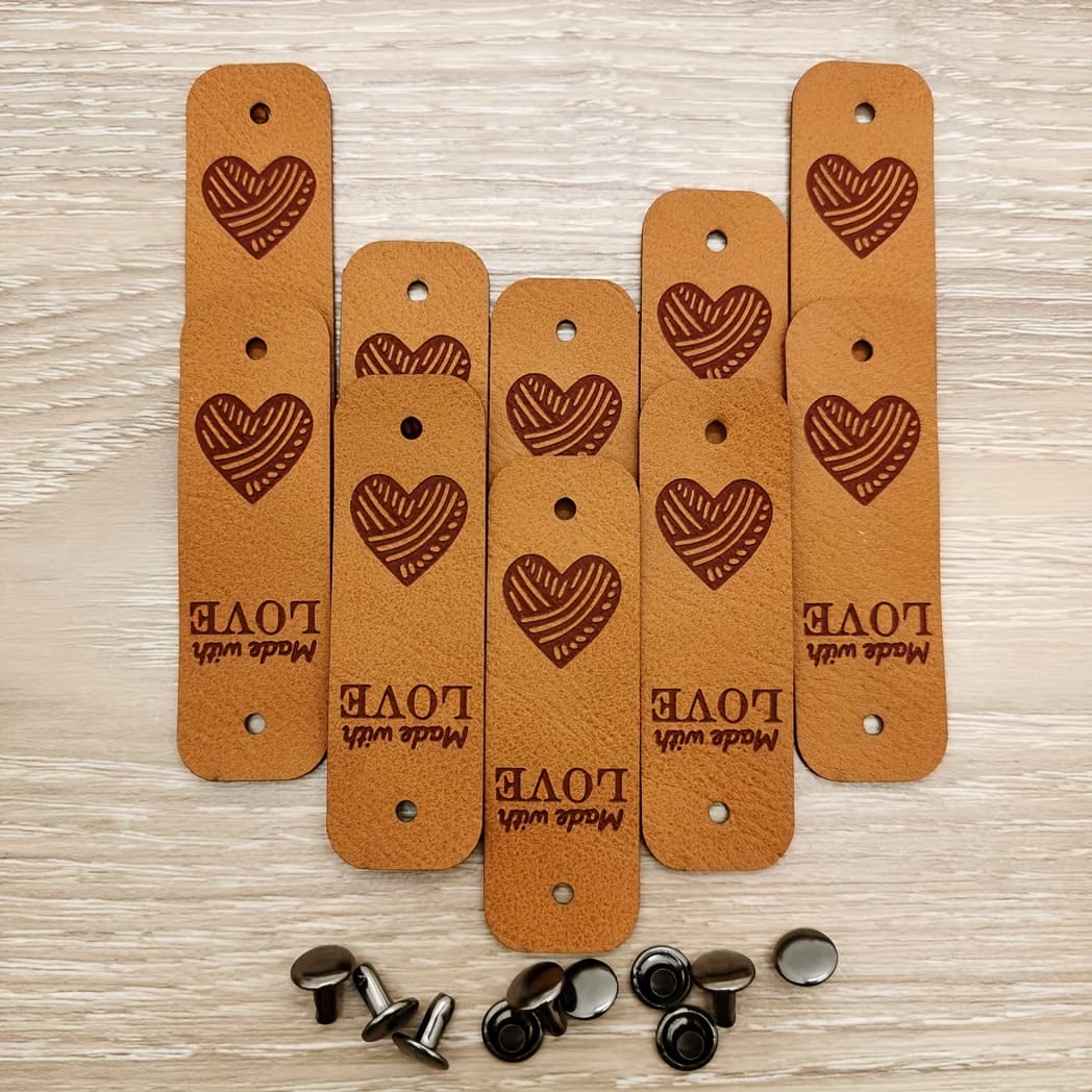 TEMU 10 Personalized Faux Leather Labels With 10 Sets Of Studs.