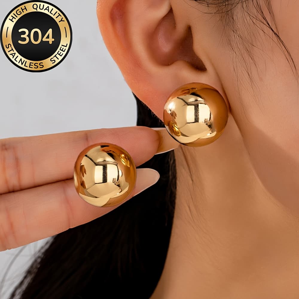 TEMU Jorell Women's Plated Stainless Steel Hollow Earrings - Hypoallergenic Earrings Suitable For , Minimalist Elegant Hoops For Daily Wear & Parties, Jewelry Gift For & Women