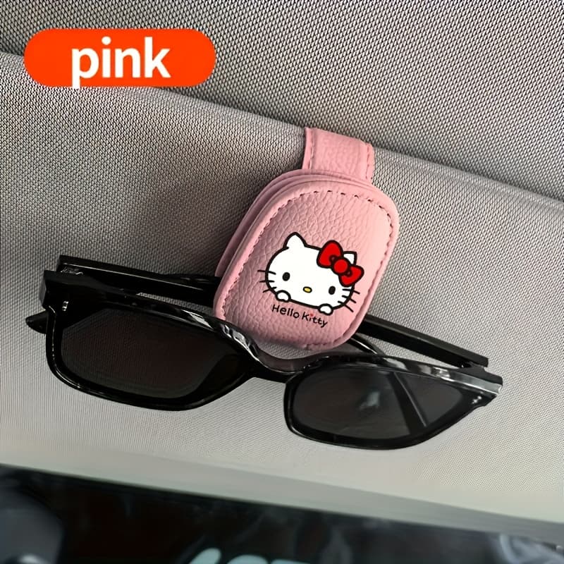 TEMU For Hello Kitty Glasses Holder - Cute Pink Faux Leather Travel Accessory With Multiple Compartments, Fit For Cars, Trucks, Suvs - Perfect Gift For Fans, Travel Accessories, Design,