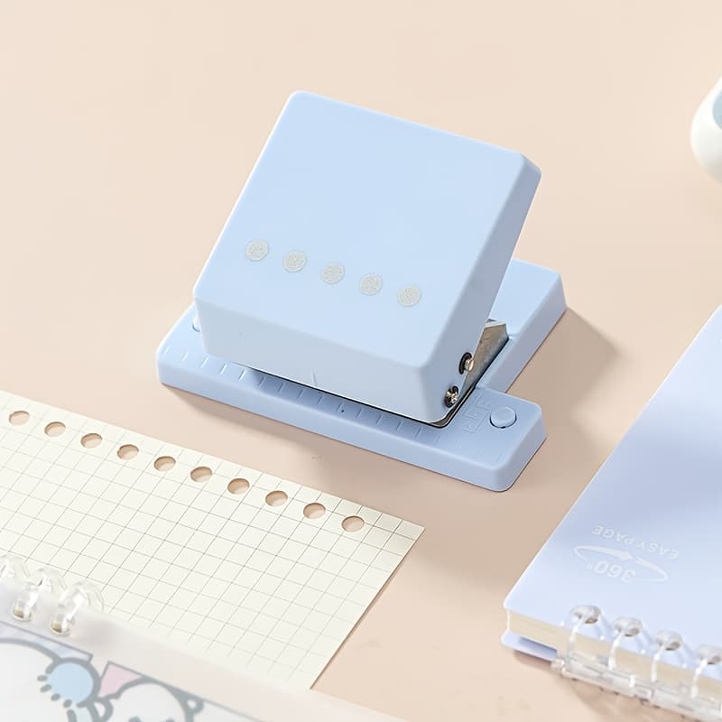 TEMU 1pc Punch, Loose-leaf Binder Punch, Suitable For A4, A5, B5 And Types Of Paper Manual Punching Tools, Loose-leaf Notebook, Office And Study Supplies