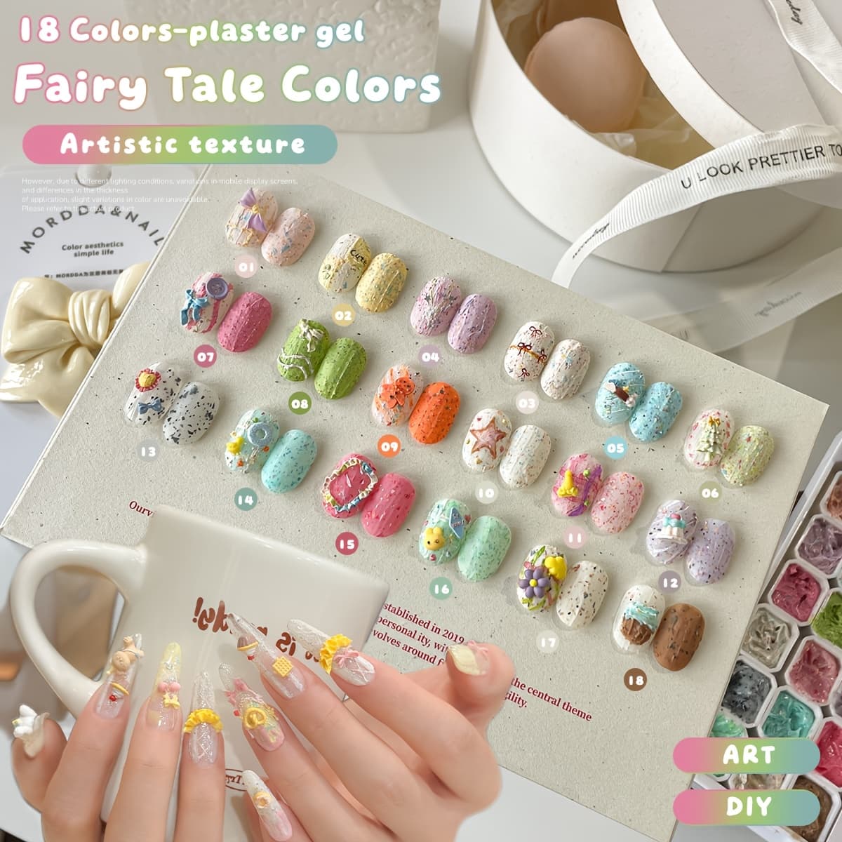 TEMU 18 Colors Fairy Tale Plaster Gel Nail Art Kit, Diy 3d Sculpting Gel For Artistic Manicure, Soak Off /led Gel With & Textured Effects, Perfect For Nail Artists, Salon & Home Use