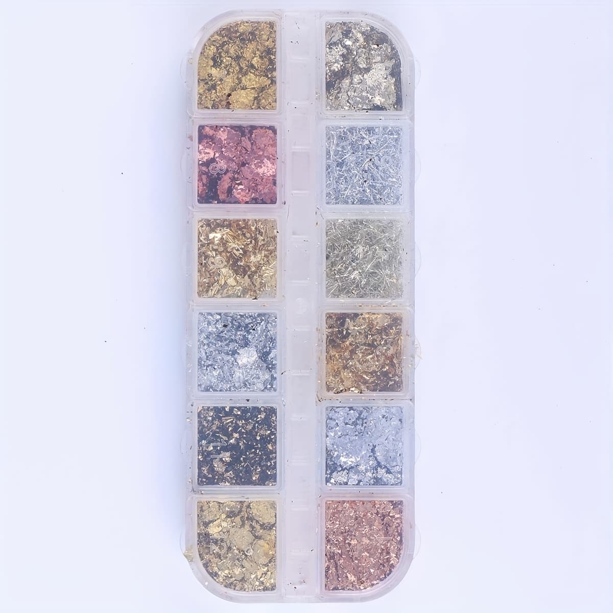TEMU 2pcs 12 Grid Metallic Paper Sequins Fa04 For Nail Art - Vibrant Colors, Unscented, Perfect For Diy And Crafts, Nail Art Accessorie