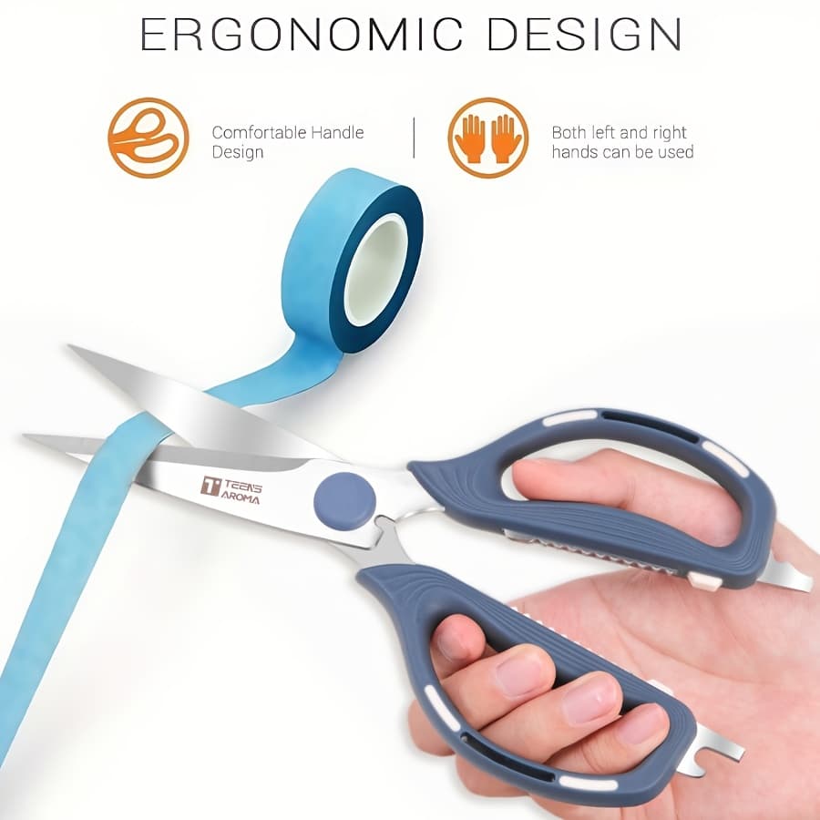 TEMU Professional-grade Heavy-duty Stainless Steel Kitchen Scissors - Featuring Sharp And Ergonomic Non-slip Handles - Ideal For Use In Home Kitchens, Offices, And Sewing Rooms