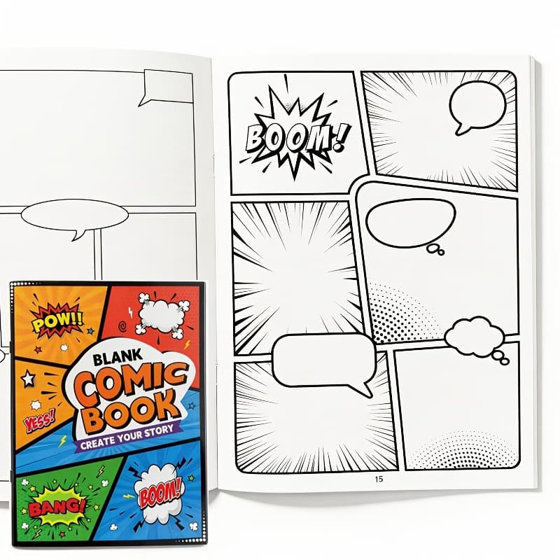 TEMU A Blank Comic-style Doodle Sketchbook, Adult Decompression Drawing Practice Book, -style Hand-painted Comic Drawing Book, Blank Comic Doodle Sketchbook, Complete The Drawing To Become Story
