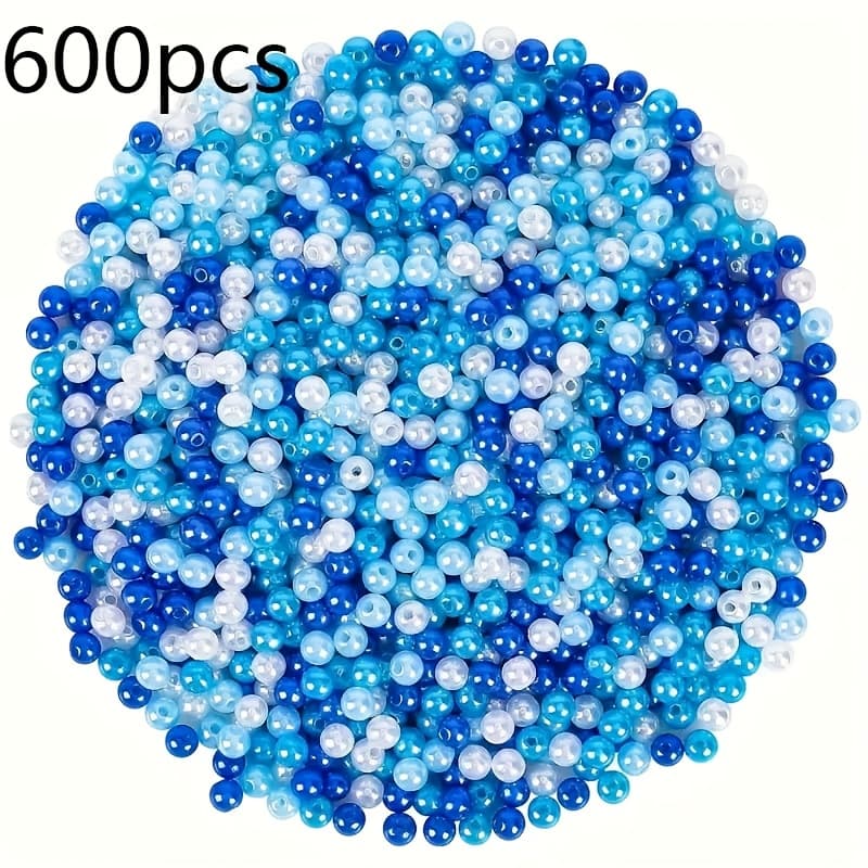TEMU 600pcs Winter Themed Plastic Beads -6mm Blue And White, , Accessories, Party Decorations, Necklaces, Bracelets, Earrings, And Hair Accessories
