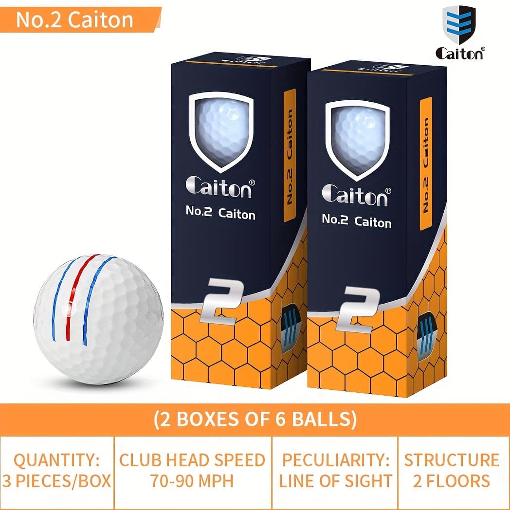 TEMU Caiton Pro Long-distance Ball 6pcs, 360-degree Line, Increase 40+ Yards Distance, High Swing Speed, Durable Performance