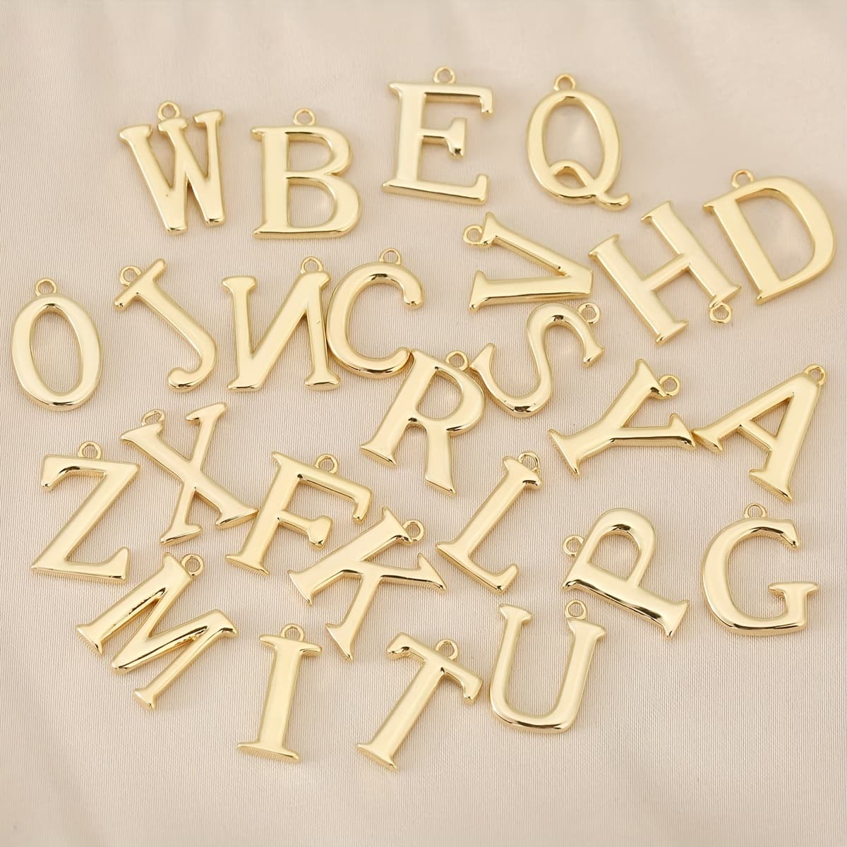 TEMU 26pcs, Exquisite Copper English Letter Unisex Fashionable Pendant Diy, Suitable For Hanging Necklaces And Earrings