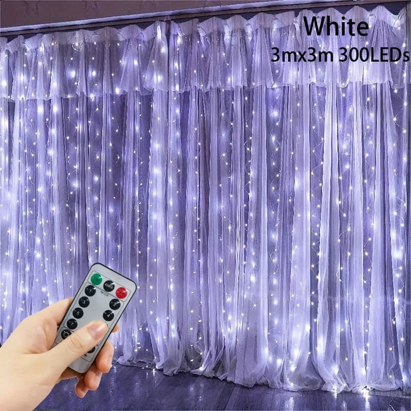TEMU -led Fairy Lights Led Icicle Curtain Lights, Usb Powered, 100/200/300/600 Leds Remote Control-ideal For Christmas, Party, Wedding & Seasonal Decor Decoration 48lm