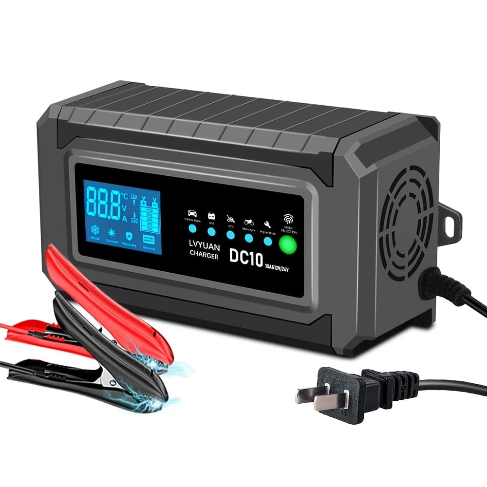 TEMU Battery Charger 10-amp 12v And 5-amp24v Fully-automatic Smart Car Battery Charger, Battery Maintainer Trickle Charger, And Battery Desulfator With Temperature
