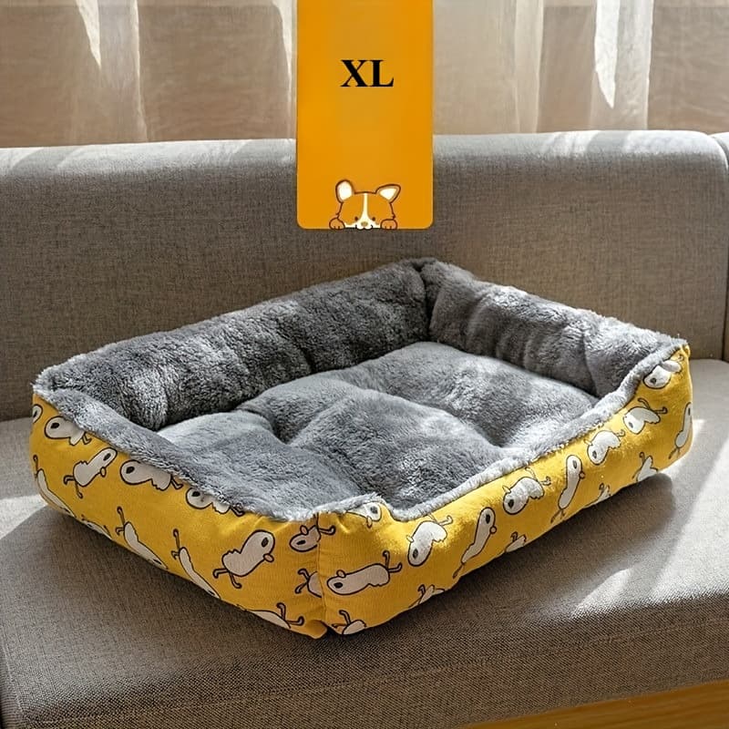 TEMU Winter Warm Plush Dog Bed With Thickened - Pet Sofa Bed Suitable For , 3 Sizes (m/l/xl), Assembly, Polyester For Small/medium Kennels & Use