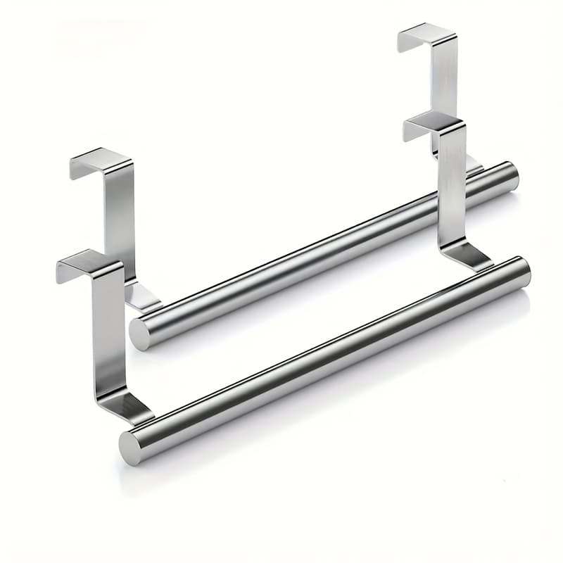 TEMU 2pcs-9 Inch Wide Stainless Steel Towel Rack Bathroom Towel Rack Kitchen Cabinet Door Hanging Storage Rack Wall-mounted Towel Rod, Towel Racks