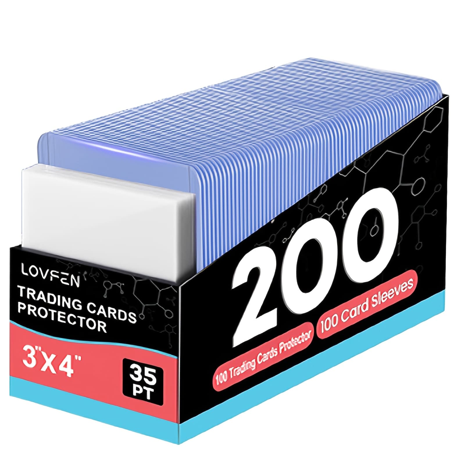TEMU Lovfen 100/200/500/1000/2000 Ct , 3"x4" Baseball Card Protective Case Hard Plastic, Regular Top Loading Card Holder, Suitable For Sports Football Trading Cards(100 +100 Sleeves)