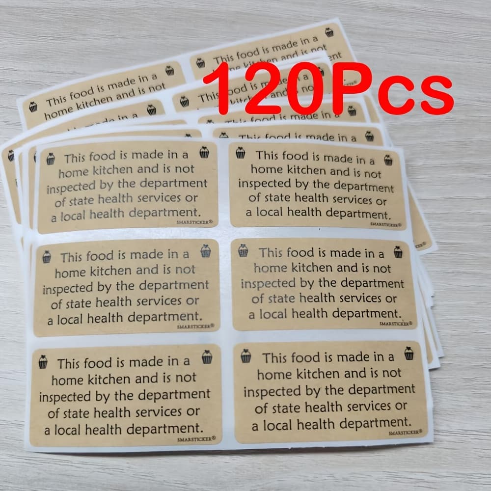 TEMU 120pcs Cottage Food Law Labels Stickers, Food Home Kitchen Stickers, Inspection Statement Printed Labels For Home Kitchen,