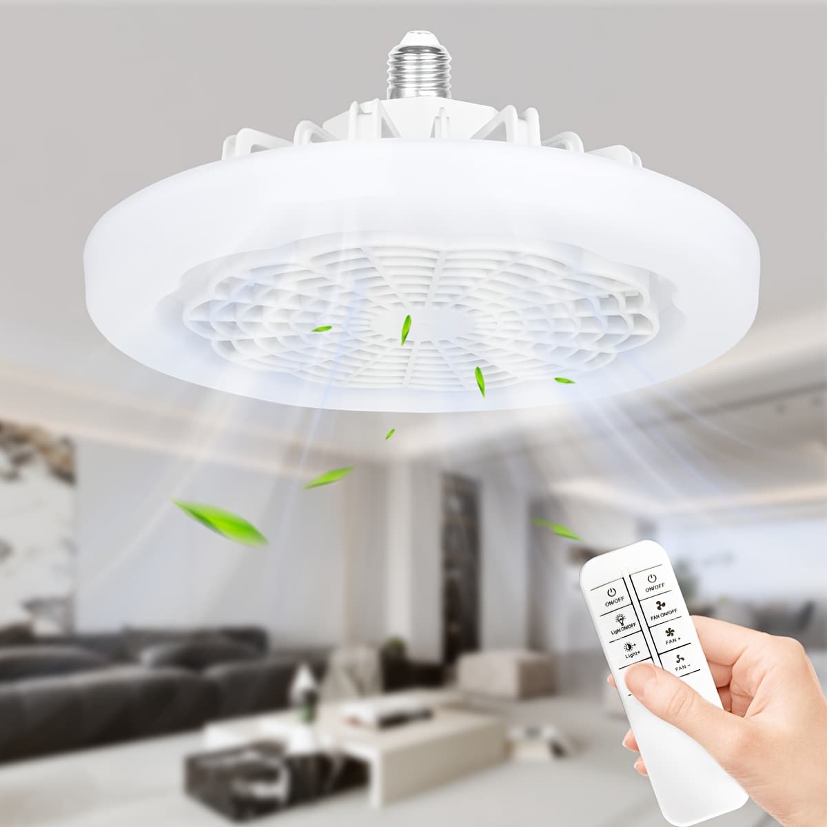 TEMU Led Ceiling Fan Light, Fan Light, E26 Socket , Can Remotely Adjust Brightness Andwind Speed, Silent Fan Light, Suitable For Living Rooms, Bedrooms, Etc