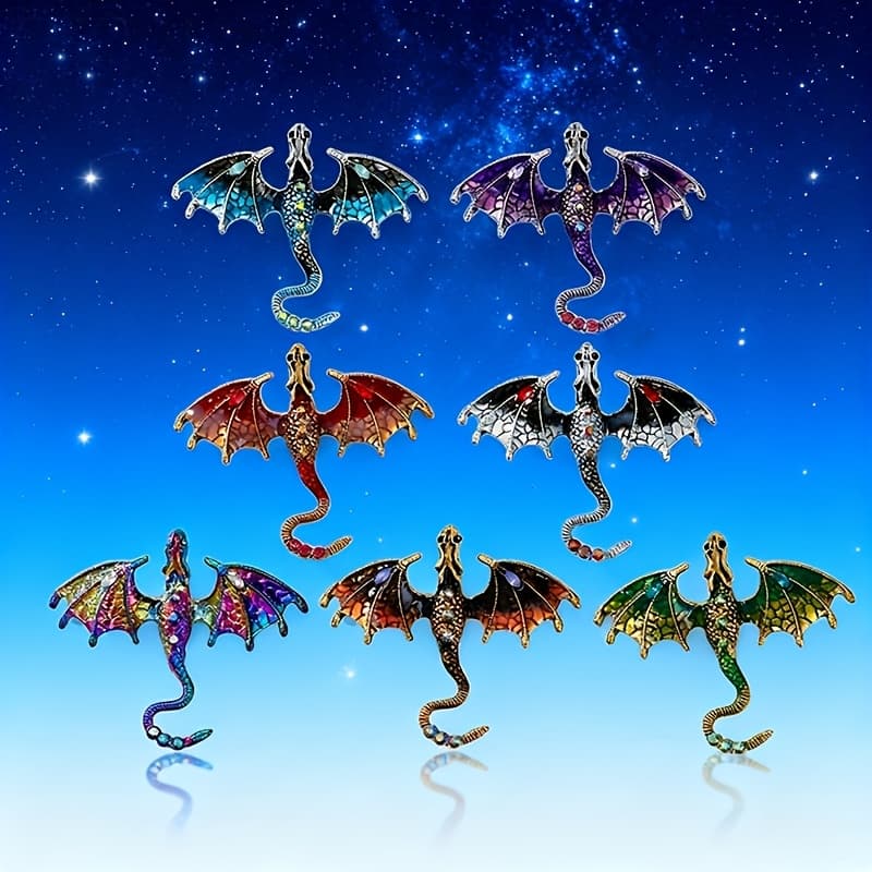 TEMU Enamel Craft Dream Dragon Brooch Set: Creative And Niche Design Accessories To Up Outfits, Perfect As Holiday Gifts For Christmas And Halloween