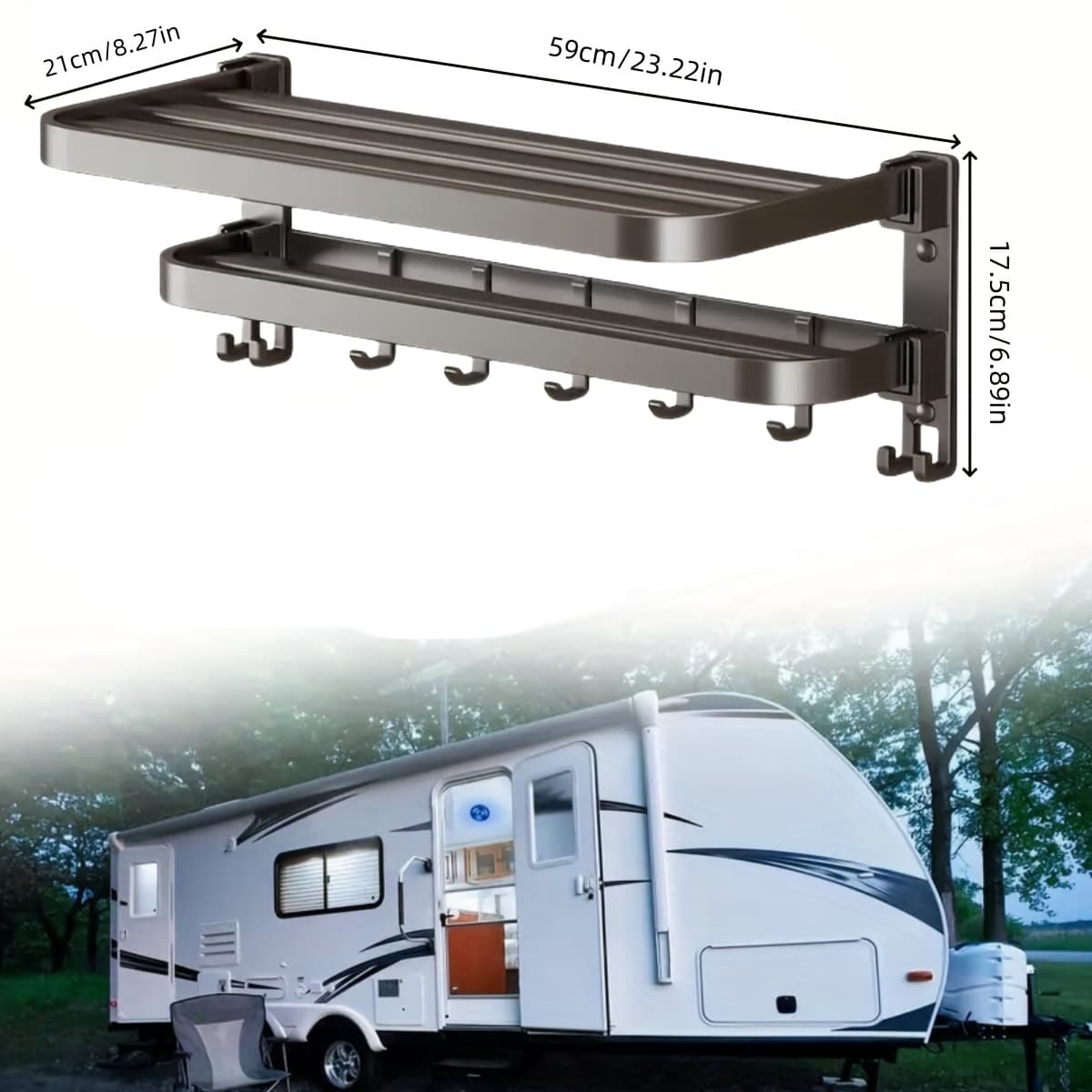 TEMU A Two-level Foldable Towel Rack Designed For Wall Storage In Rvs And Campers, Helping To Space. The 90-degree Folding Feature It A Useful Accessory For Organizing Your Rv.