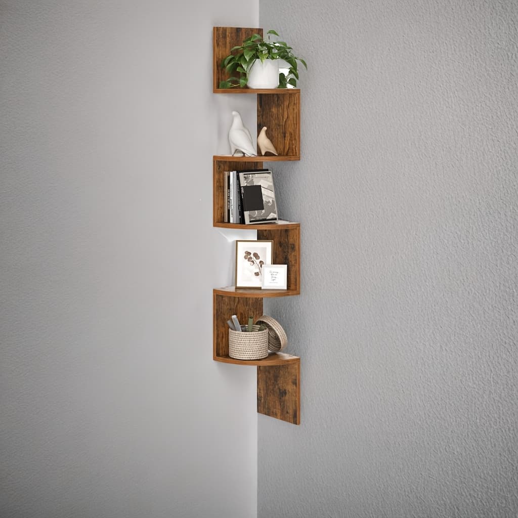 TEMU 5-tier Corner Floating Shelf Wall Mount - Space Saving Storage Rack For Bedroom, Living Room, Radial Display Organizer (19*19*125cm), Wall Shelves For Display, Shelf For Living Room, Wall Shelves