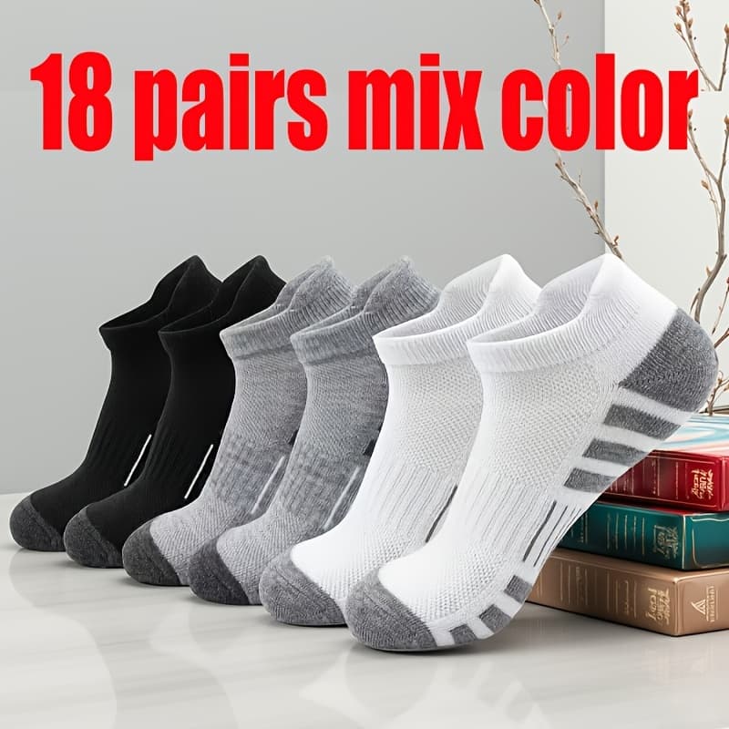 TEMU 18 Pairs Colorful Stripes Women's Sports Socks | Elastic Non-slip Low Cut Breathable Running Athletic Socks, Hand Washable, Suitable For Spring And Summer Basketball Gym Exercise, Fit