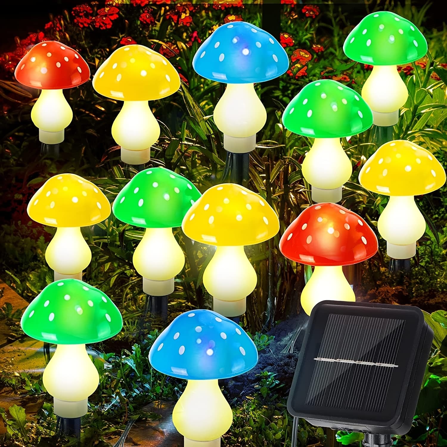 TEMU Upgraded Solar Mushroom Lights Outdoor Garden Decoration Lights 12 Mushroom Decorations, 8 Solar Christmas Lights Ip65, Camping Festival Landscape Courtyard Terrace Path Decoration