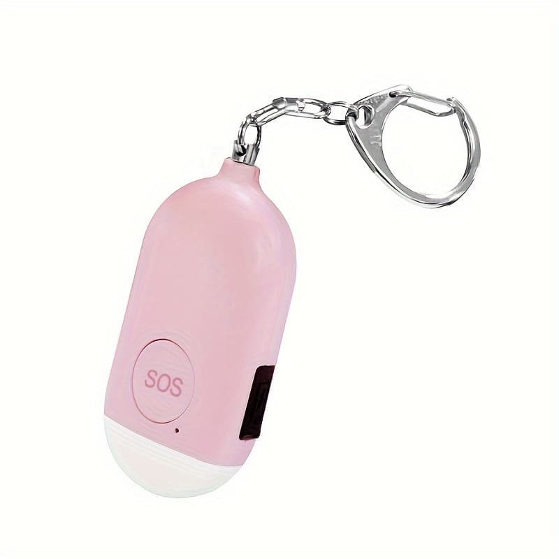 TEMU Usb Rechargeable 130db Personal Alarm Keychain For Women - Sos Emergency Safety Siren With Led Light, Button Or Pull Pin Alert Device - Compact & Lightweight Design, In Pink, Blue, White, Black