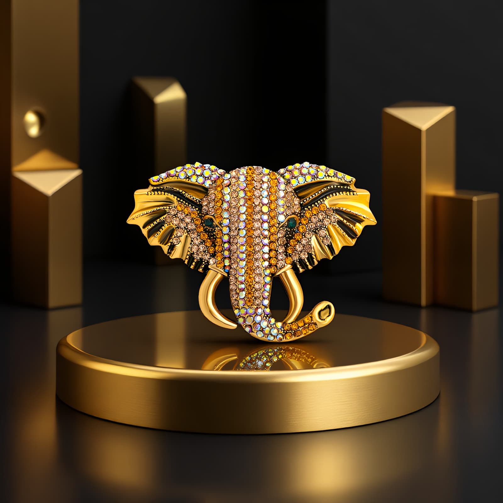 TEMU 1pc Luxurious Elephant-head Shaped Brooch With Colorful Gemstones, Elegant Pin, Can Decorate Dresses, Coats, Bags And Other , Ideal Gift For Festivals For Your Lover, , Family And