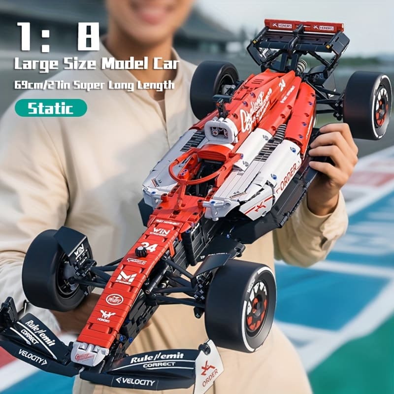 TEMU 1900 Red And White Car Building Blocks Vehicle Model Kit, Collection Ornaments, Perfect Gift For Lovers, Holiday Gift, Christmas, New Year Gift, Ship In Thickened