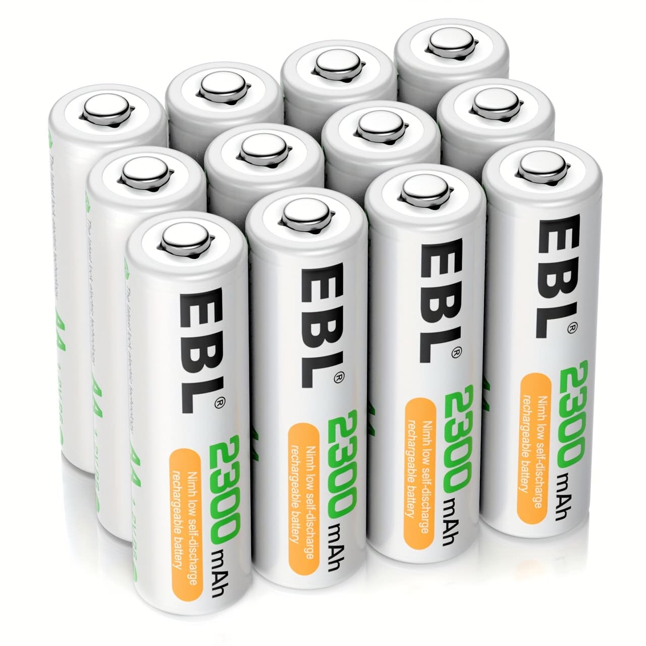 TEMU Ebl 12-pack Rechargeable Aa Batteries, 2300mah Nimh Precharged Household Basic Batteries, Set Of 12
