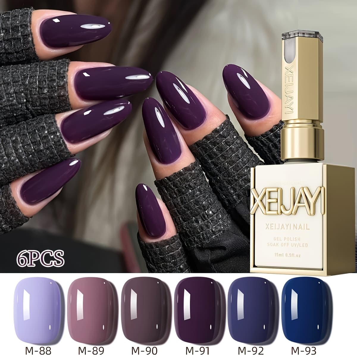 TEMU Xeijayi 6colors 15ml New Popular Nail Gel Semi Permanent Nail Art Soaking Led Nail Salon Nail Salon Gel