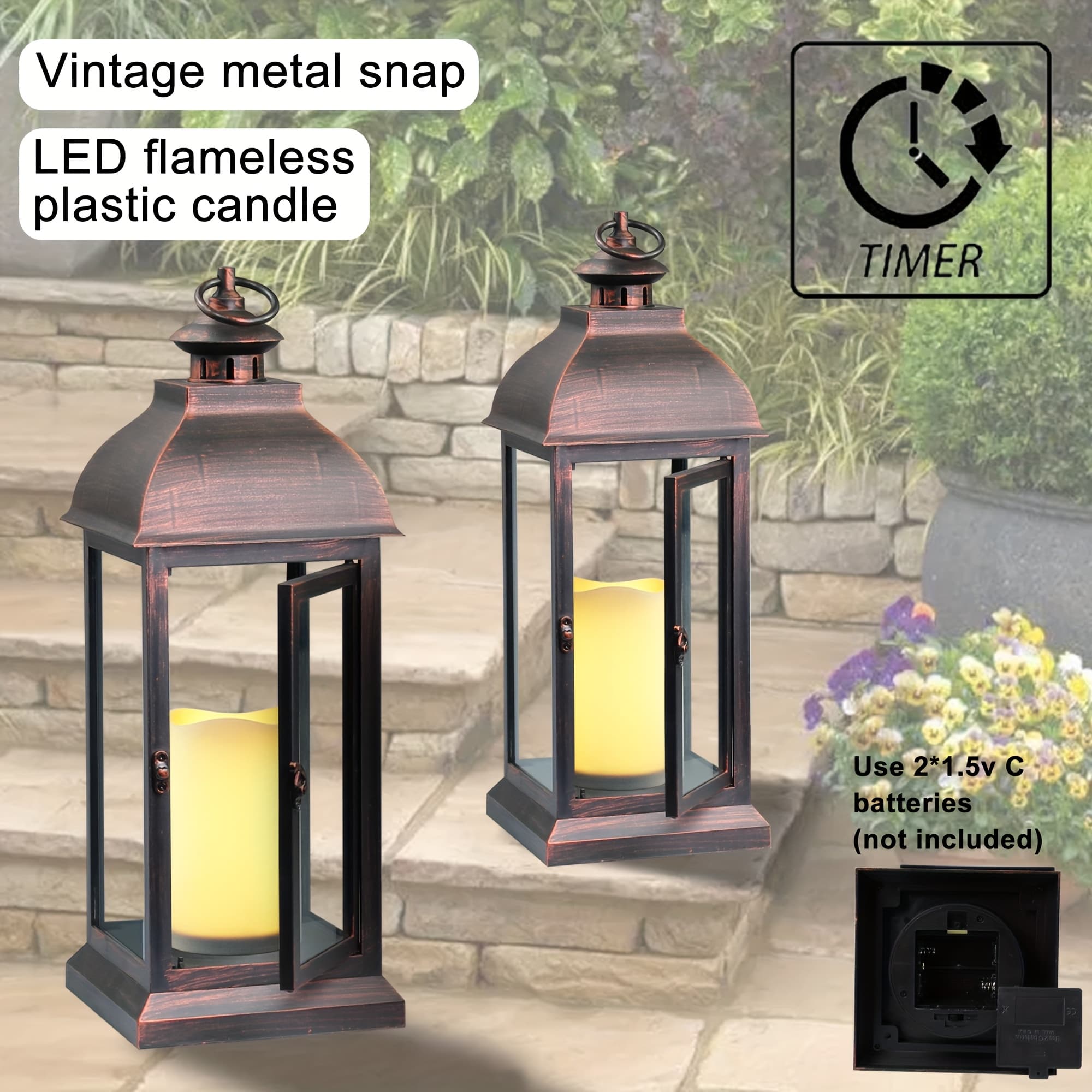 TEMU 2pack Home Decor Products For Wedding, Decorative Candle Lanterns Door-openable Height Of 15", With Led Candle Light