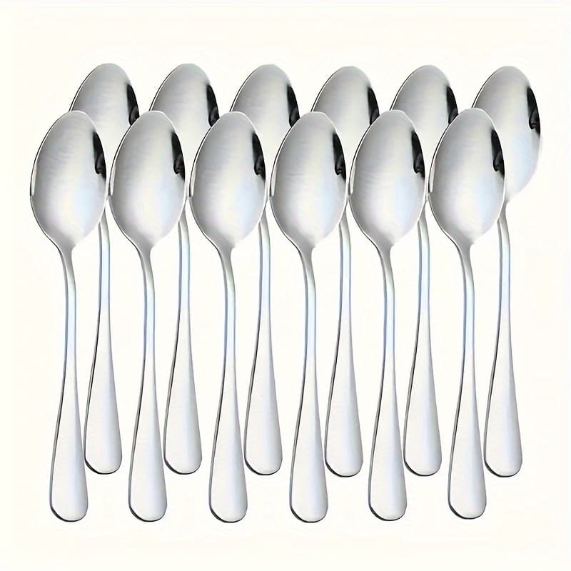 TEMU 12pcs Stainless Steel Coffee Spoon, Dessert Spoon, Coffee Stirring Spoon, Machine Washable, Suitable For Home Kitchen, Restaurant (5.3in)